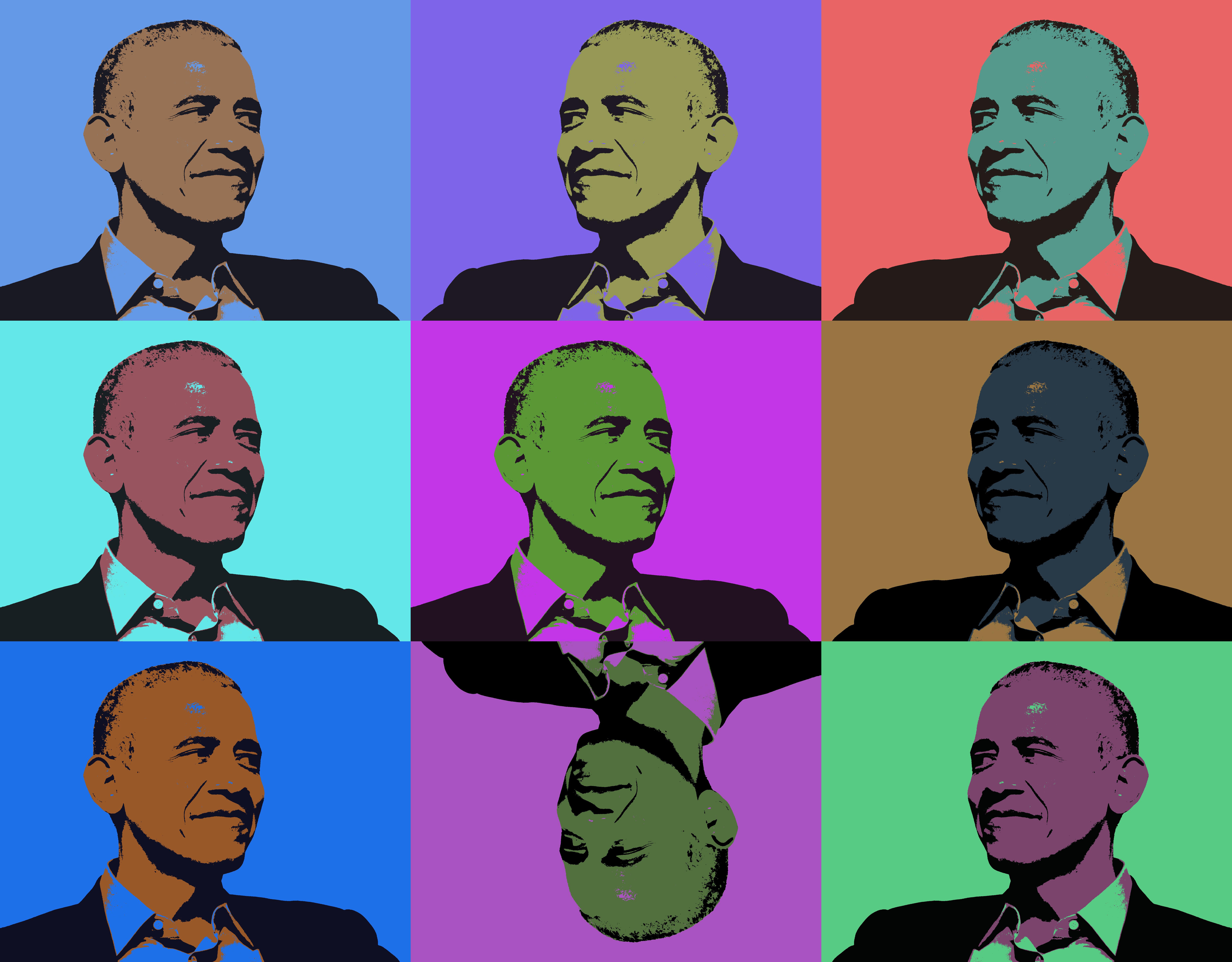 A picture of Barack Obama inspired by Andy Warhol